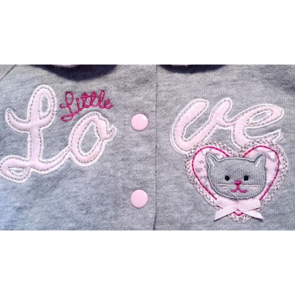 Girl's Size 6-9 M Months Two Piece Gray Okie Dokie "Little Love" Cat Top + Pants - Picture 5 of 6